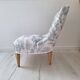 Fauteuil crapaud toile de Jouy bleu