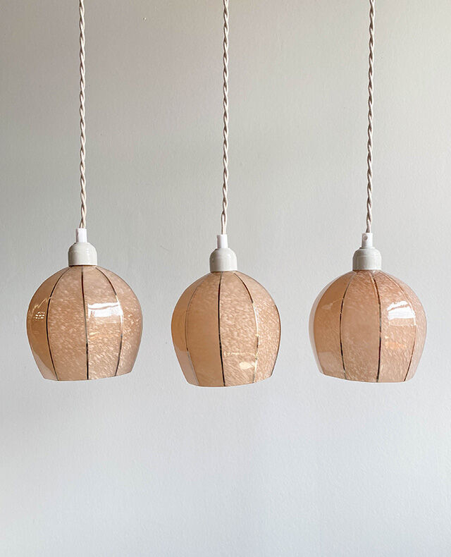 Pink and silver opaline globe hanging