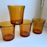 Set of 4 amber glasses 70s