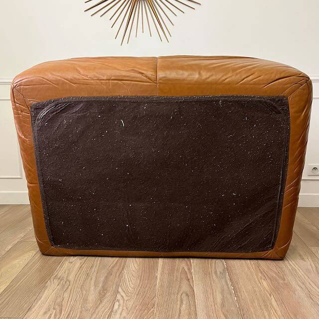 Vintage caramel leather bench