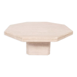 Table basse vintage octogonale en travertin 1970