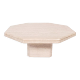 Table basse vintage octogonale en travertin 1970