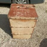 Trunk solid wood box with patinated fabrics storage