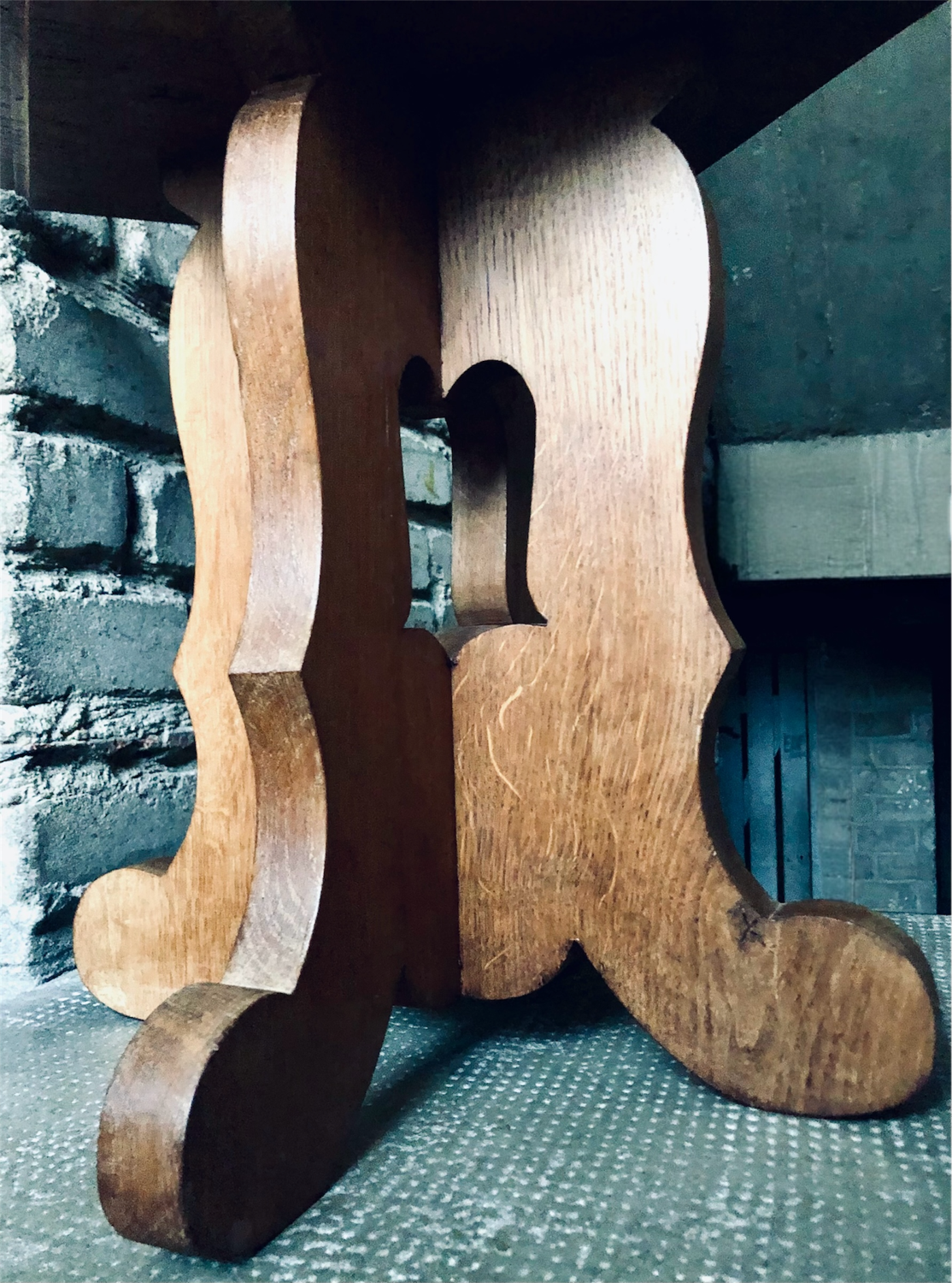 Brutalist oak side table
