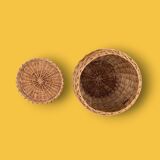 Large vintage wicker basket with lid – circa 1960