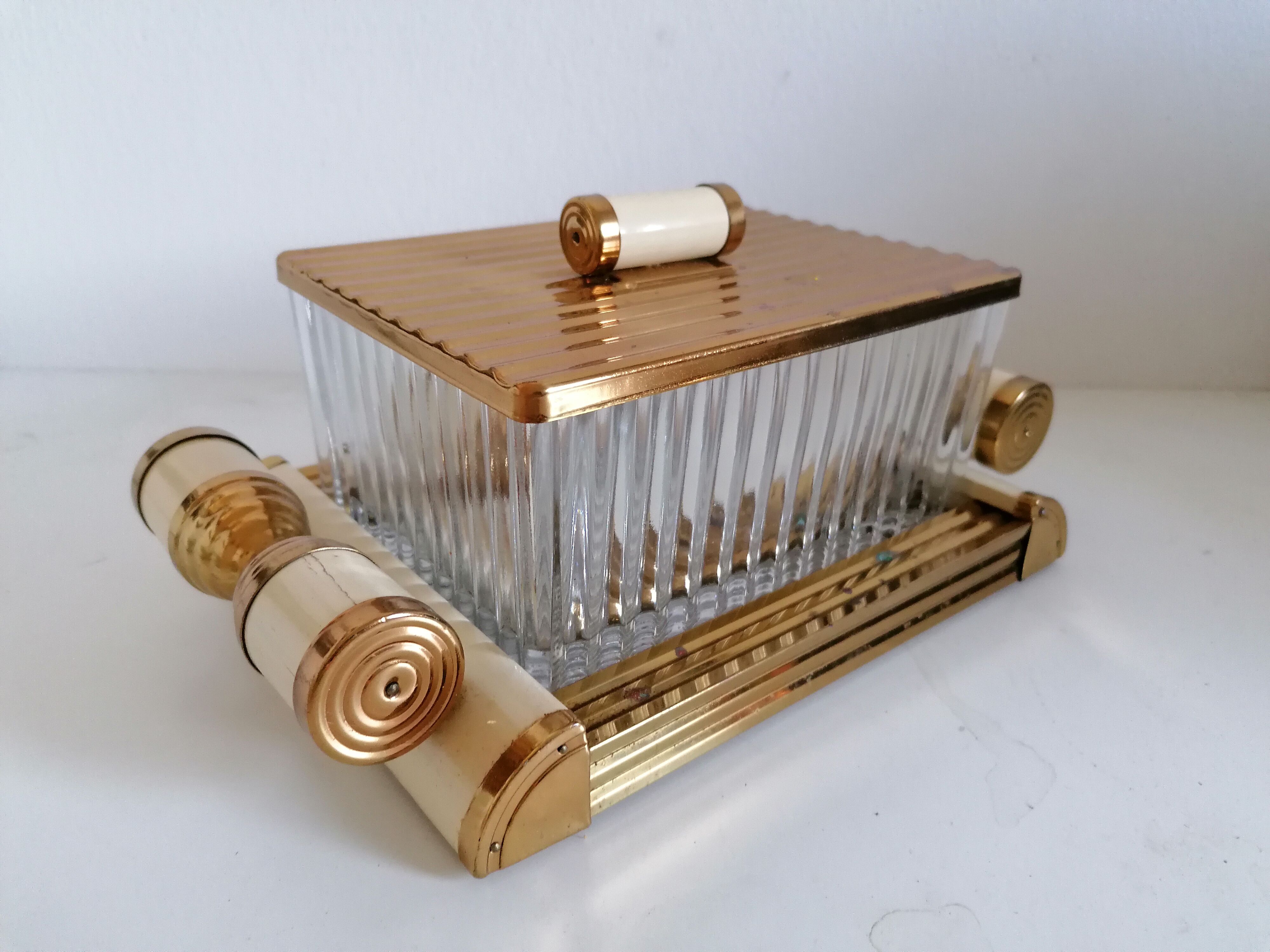 Butter biscuit box modernist mirror tray art deco style