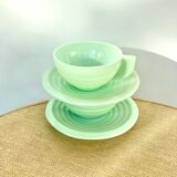 2 cups and saucers opaline mint art deco 50/60