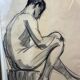 Naked man: original drawing by jeanne besnard-fortin