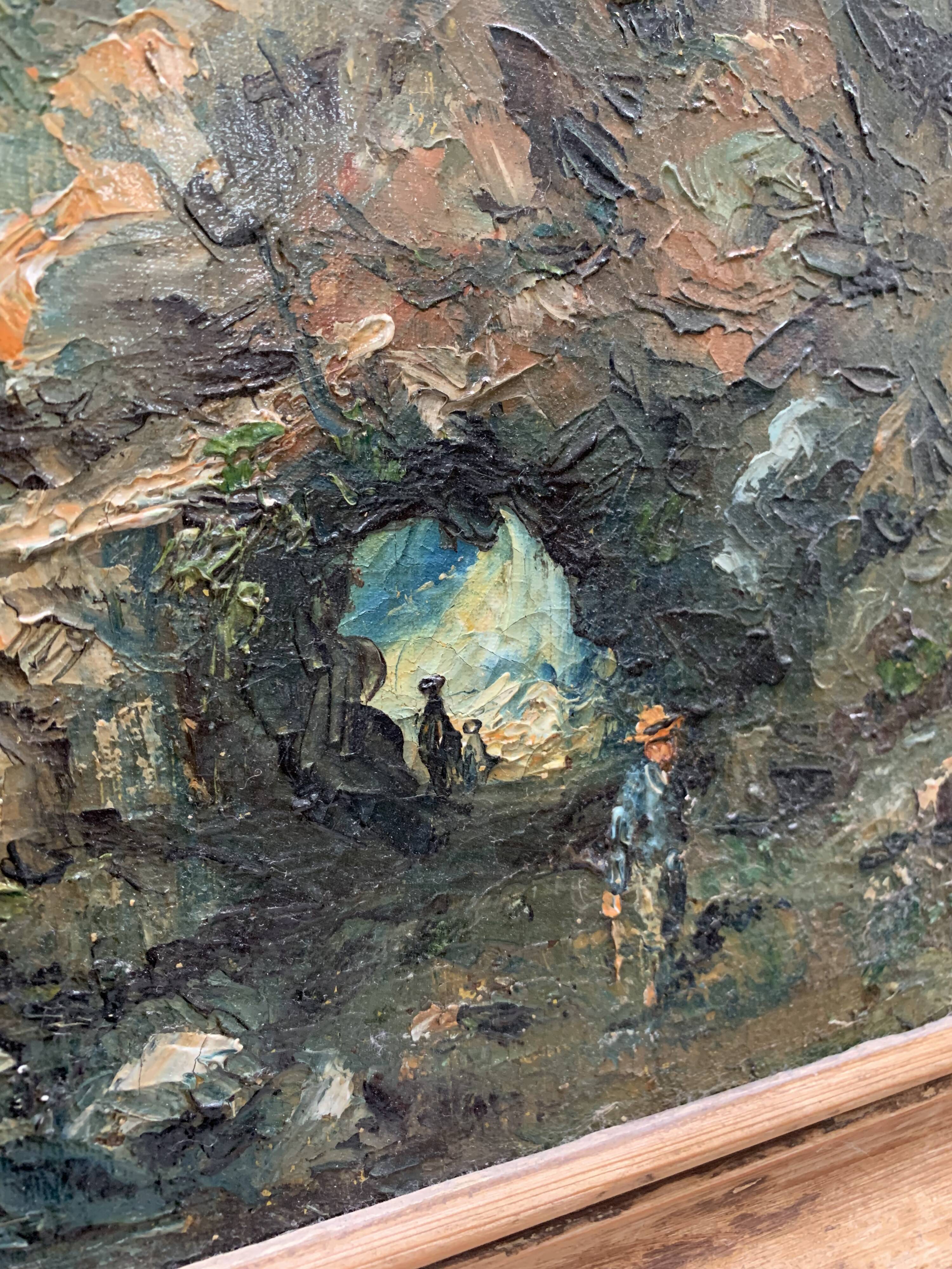 Oil on canvas, bucolic landscape, early 20th century