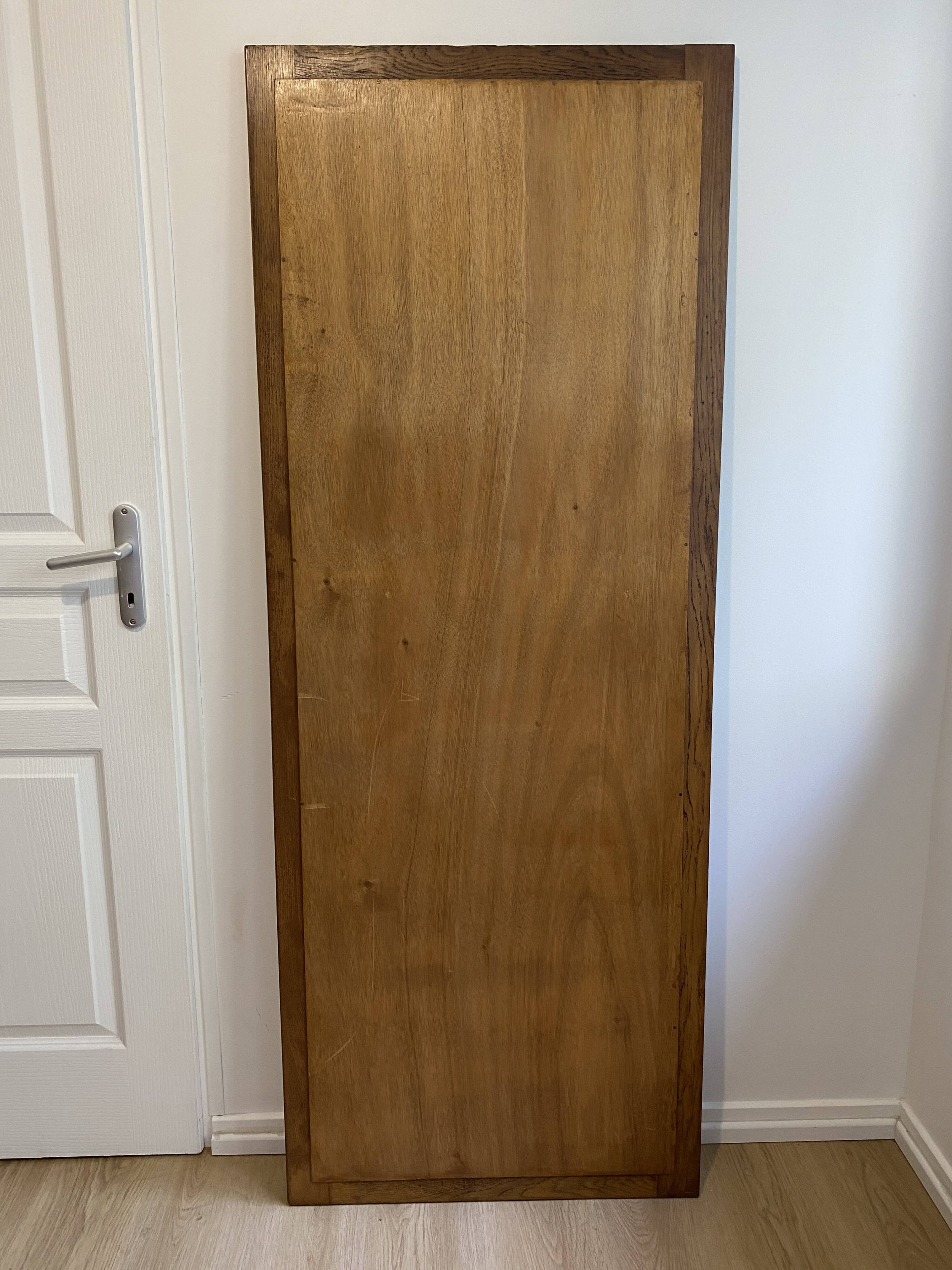 Large vintage Art Deco bizote mirror to place or hang, solid wood frame