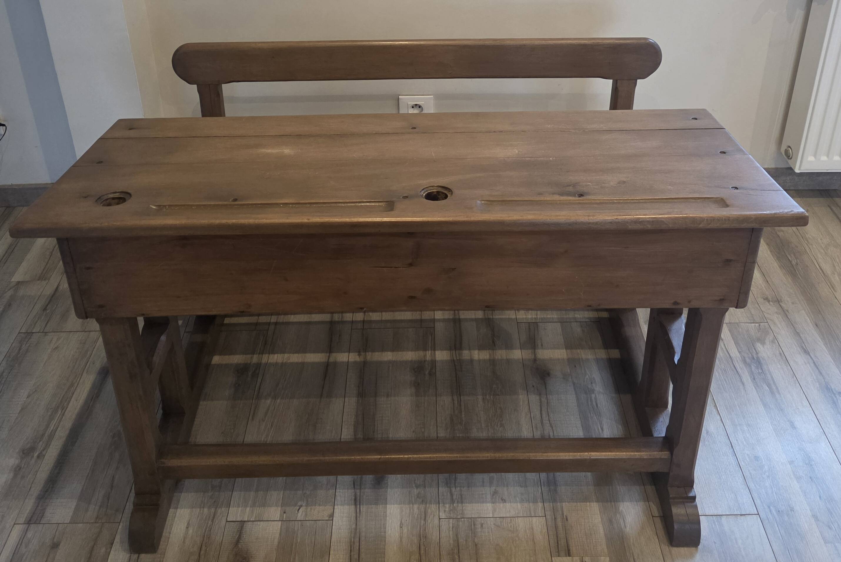 Authentic Double School Desk from the Early 20th Century (1900-1940) -