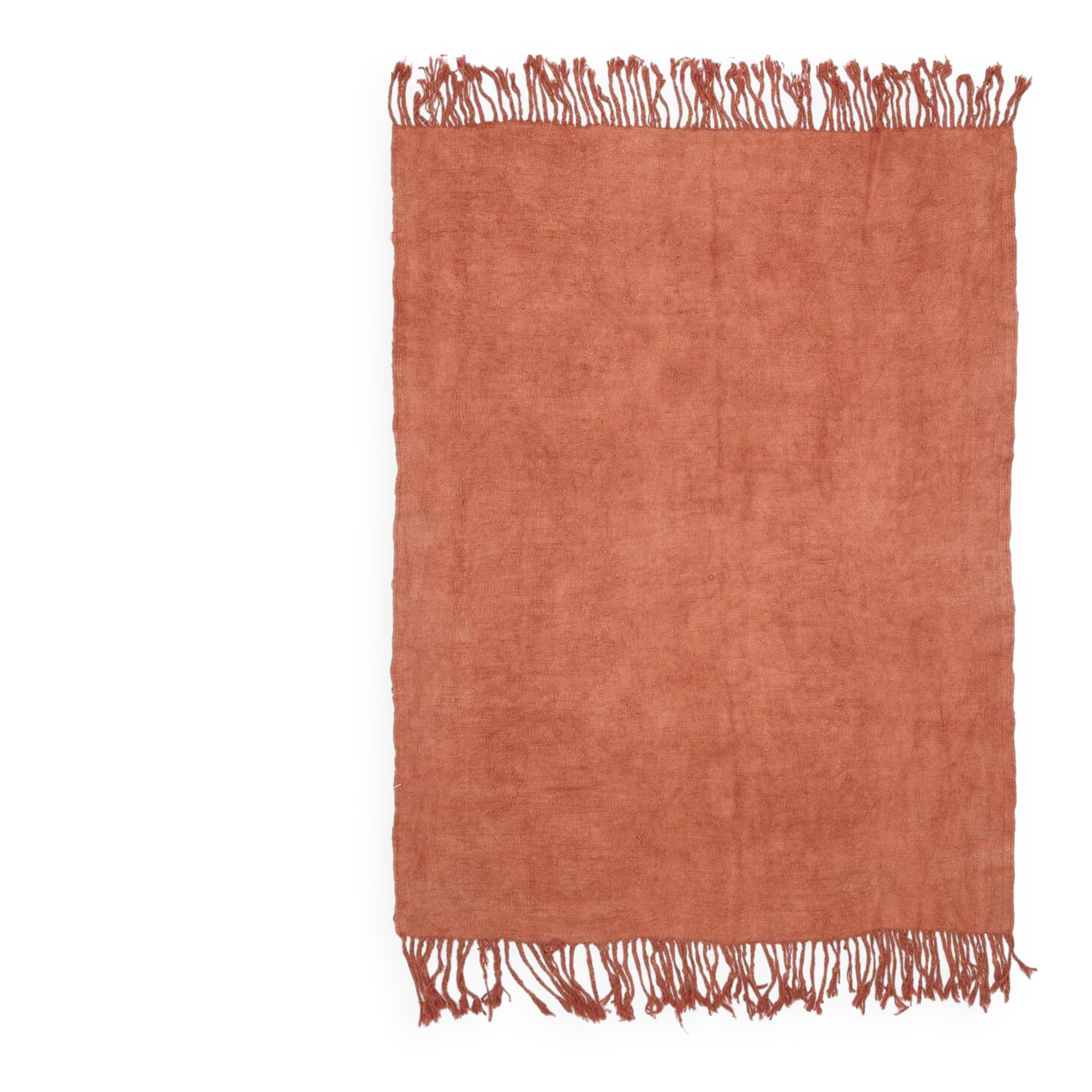 Kilim Turc Vintage Terracotta Uni, Tapis Naturel pour Salon et Chambre