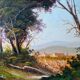 Italian school painting "Hilly landscape" signed + frame