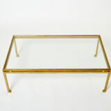 Table basse fer battu doré verre Maison Ramsay 1950