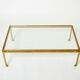 Coffee table beaten iron gilded glass Maison Ramsay 1950