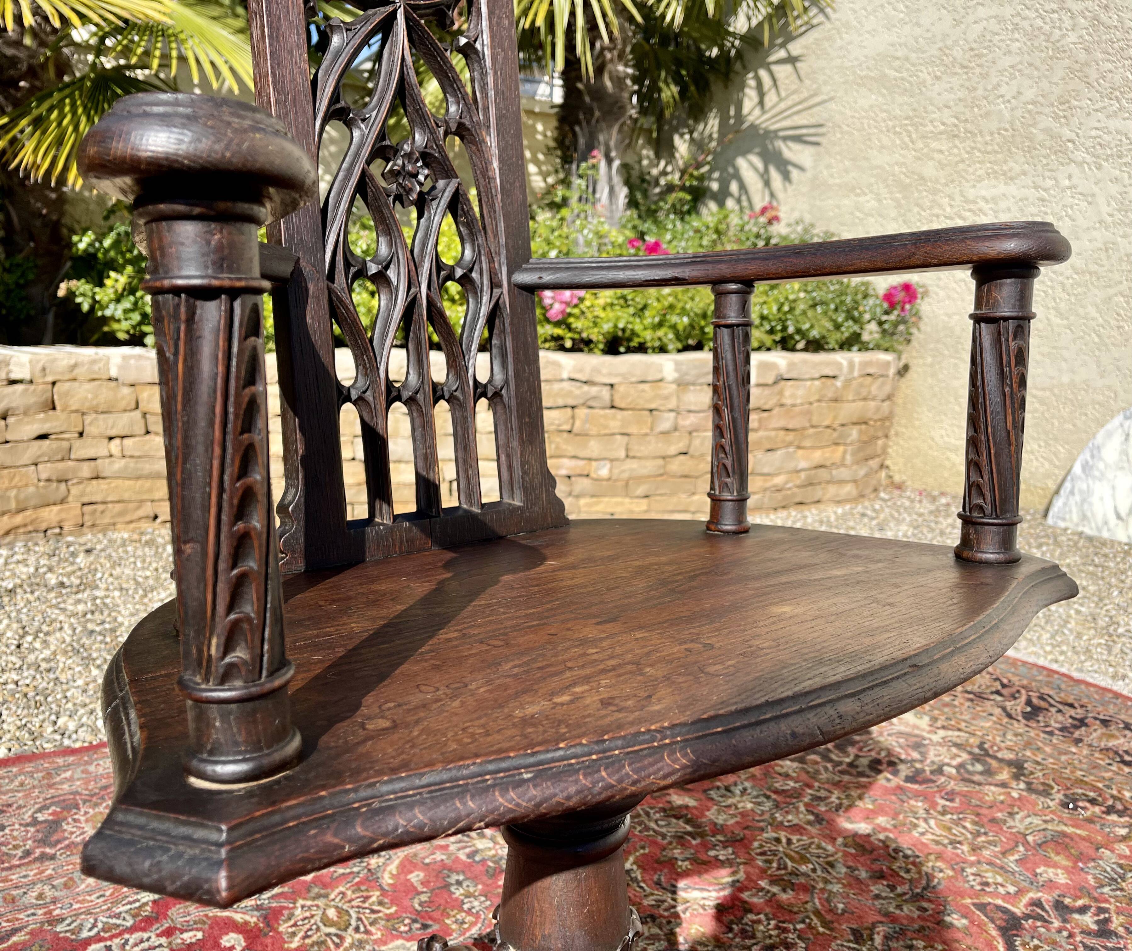 Neo-gothic oak armchair