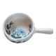 Vintage fondue pot, Marais pottery, hand-painted blue floral decoration