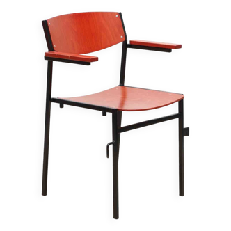 Chaises Gijs van der Sluis rouge et noir avec accoudoirs