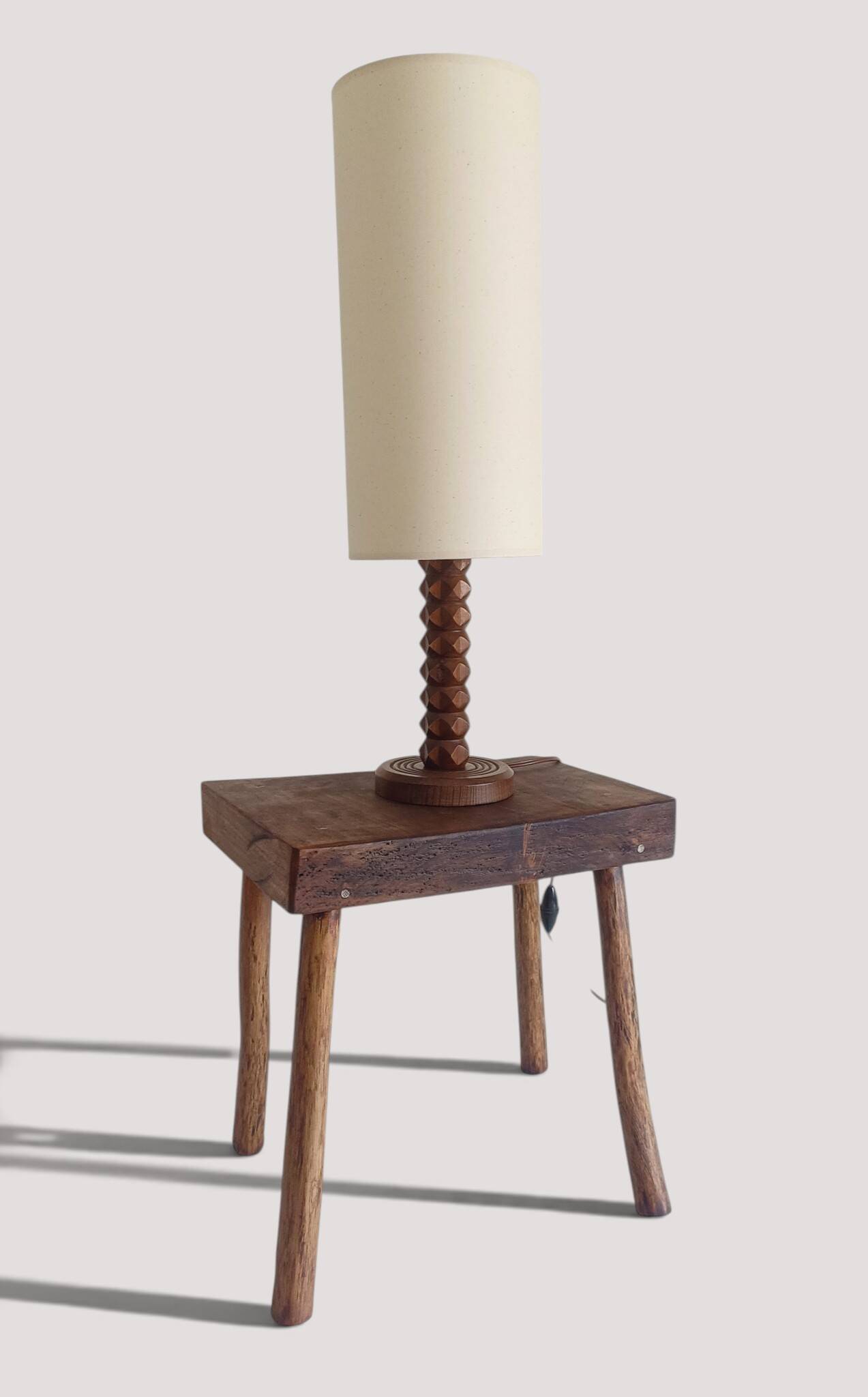 Rustic European Solid Wood Accent Side Table or Stool