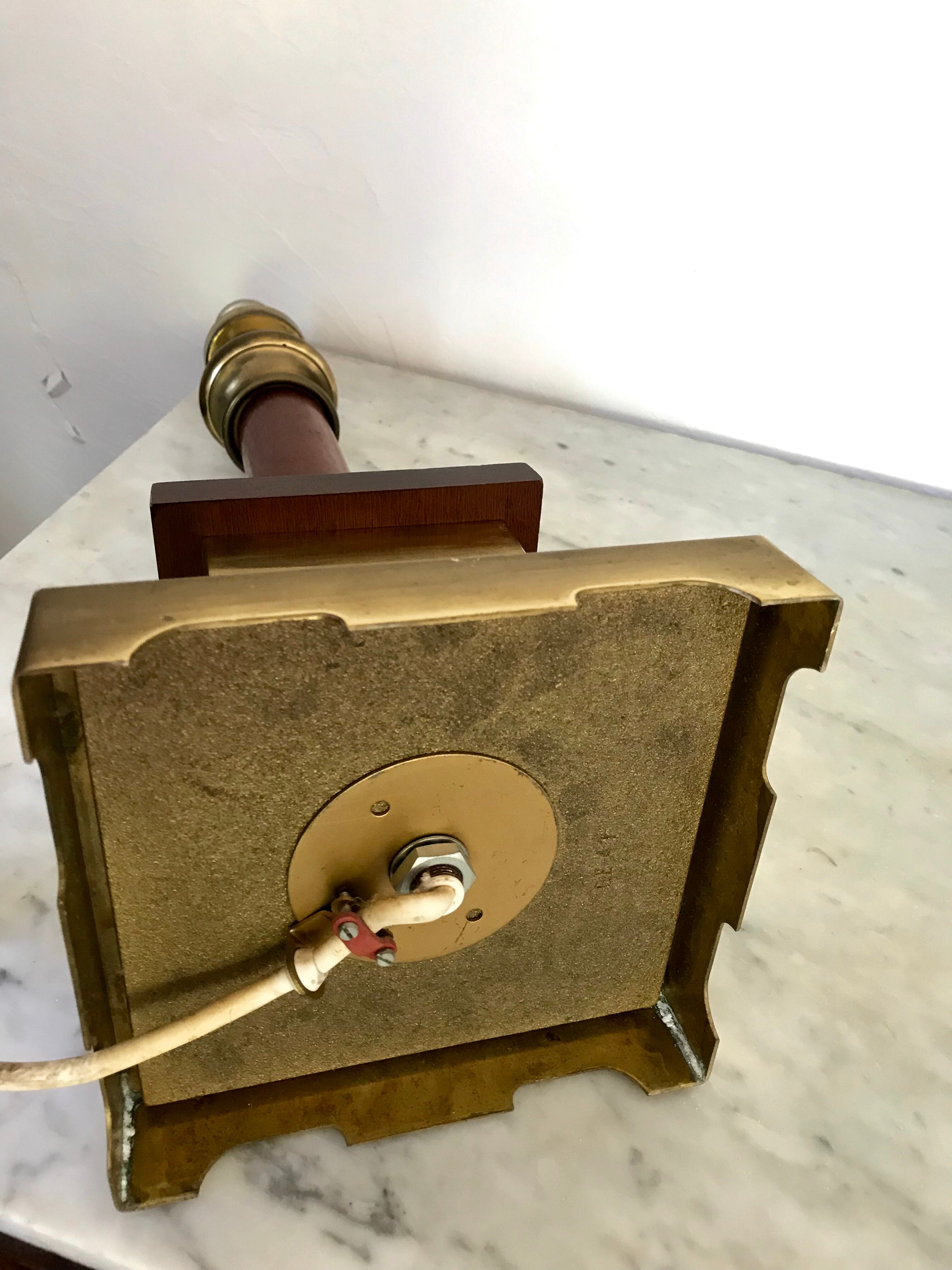 Vintage wood and brass lamp