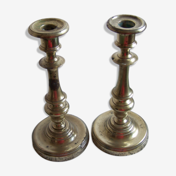 Pair of brass candle holder