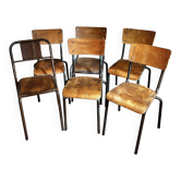 Set of 6 refurbished school chairs