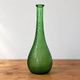 Vintage green glass bottle vase with geometric relief – H 33 cm