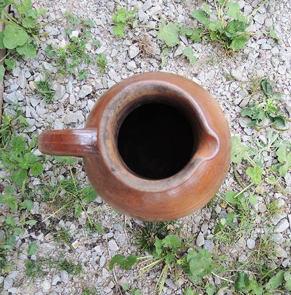 Old Large Jug in Brown Glazed Stoneware H 42 cm