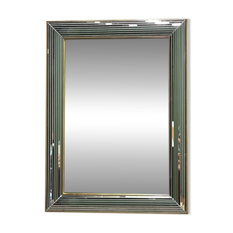 DeKnudt 1980s “Disco” mirror with layered bevelled frame & gilt trim