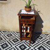 Nightstand with false drawers in walnut and marble, Louis Philippe