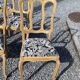 Set of 6 Louis XV style reupholstered chairs – Sandblasted raw wood & t