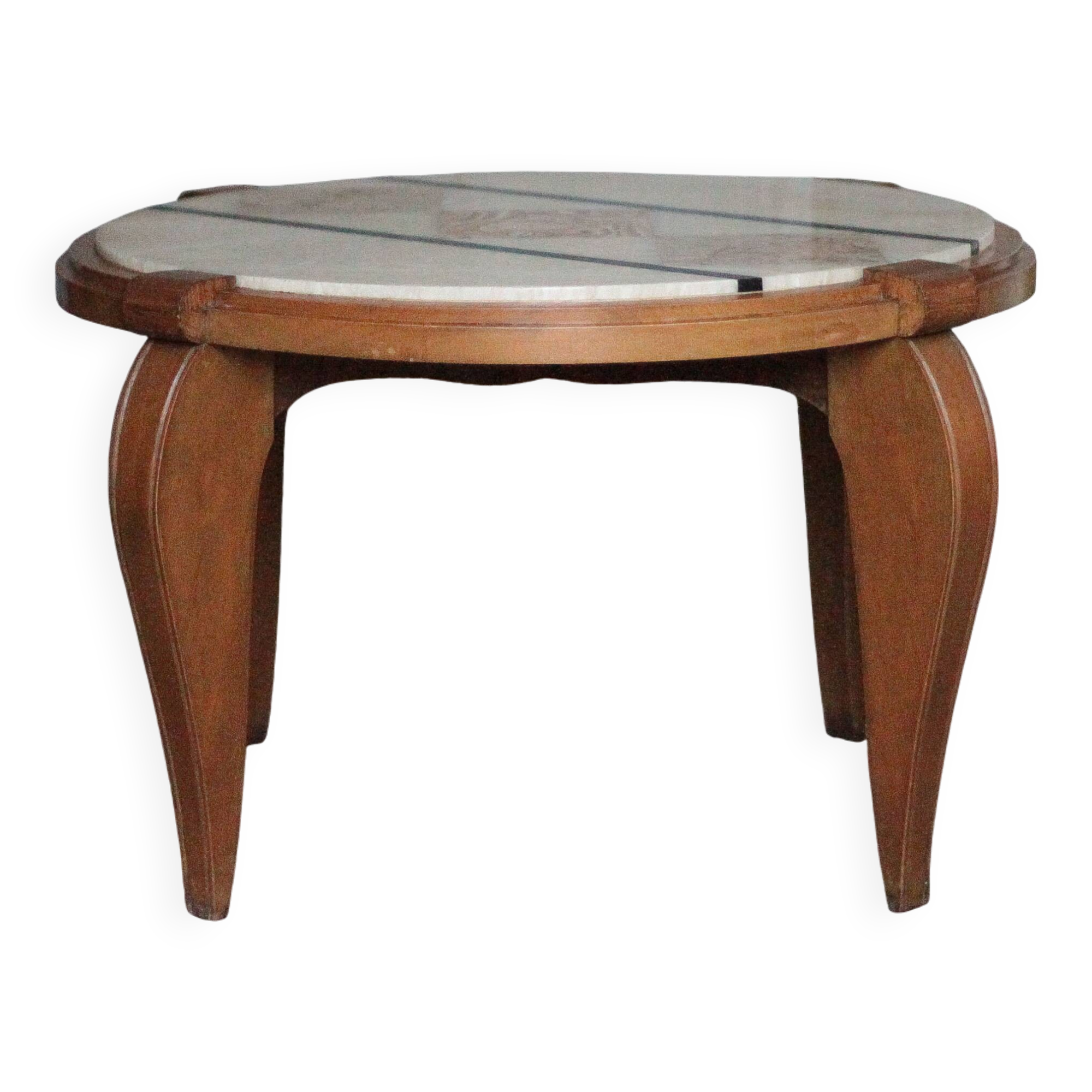 Art Deco wooden coffee table, marble top living room table, side table.