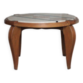 Art Deco wooden coffee table, marble top living room table, side table.