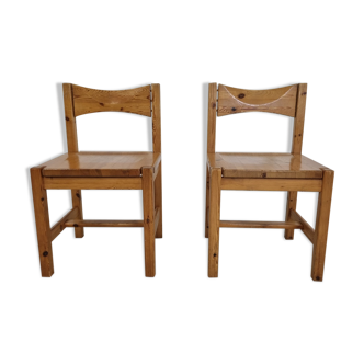 Pair of mid century pine wood dining chairs by Ilmari Tapiovaara, 1960s