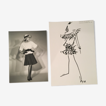 Fashion illustration and vintage photography press collection spring - summer 1987 Christian Dior