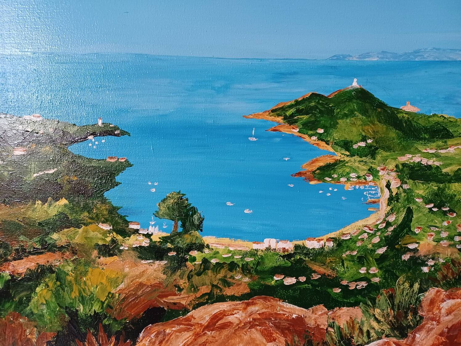 Knife painting, La Rade d'Agay by Danielle Saliba