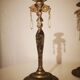 Set of 2 metal candlesticks with stamps