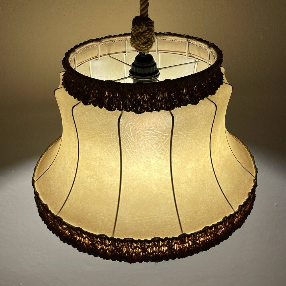 Vintage leather pendant lamp, 1950s.