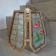 Suspension vintage rotin et nacre