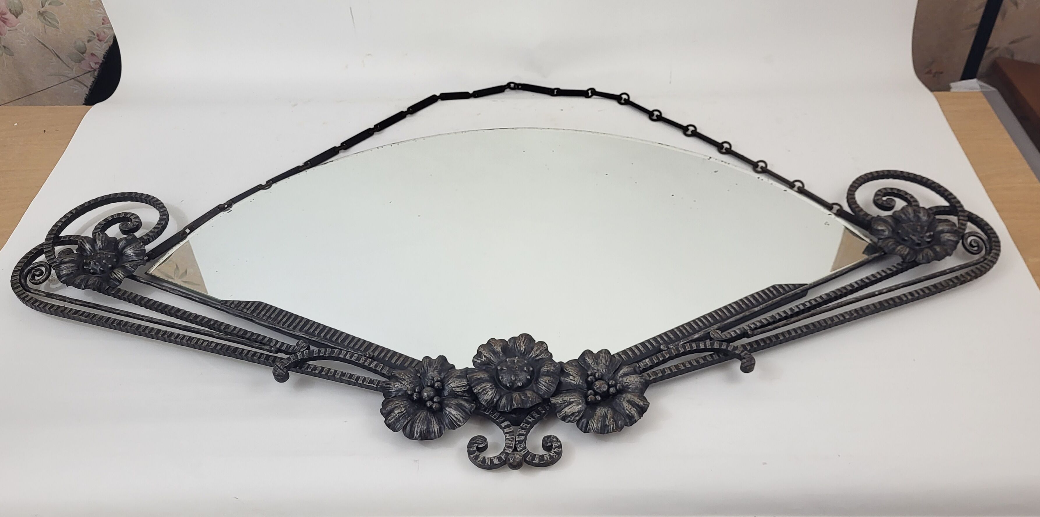 Art deco wrought iron mirror