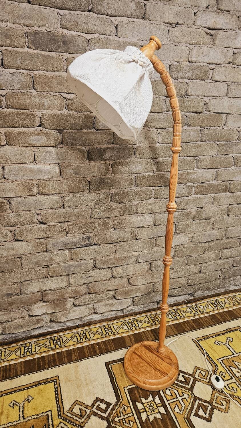 Danish pine floor lamp 1970 vintage
