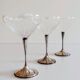 Art Deco Champagne Glasses Set of 3, Sterling Silver & Cut Glass