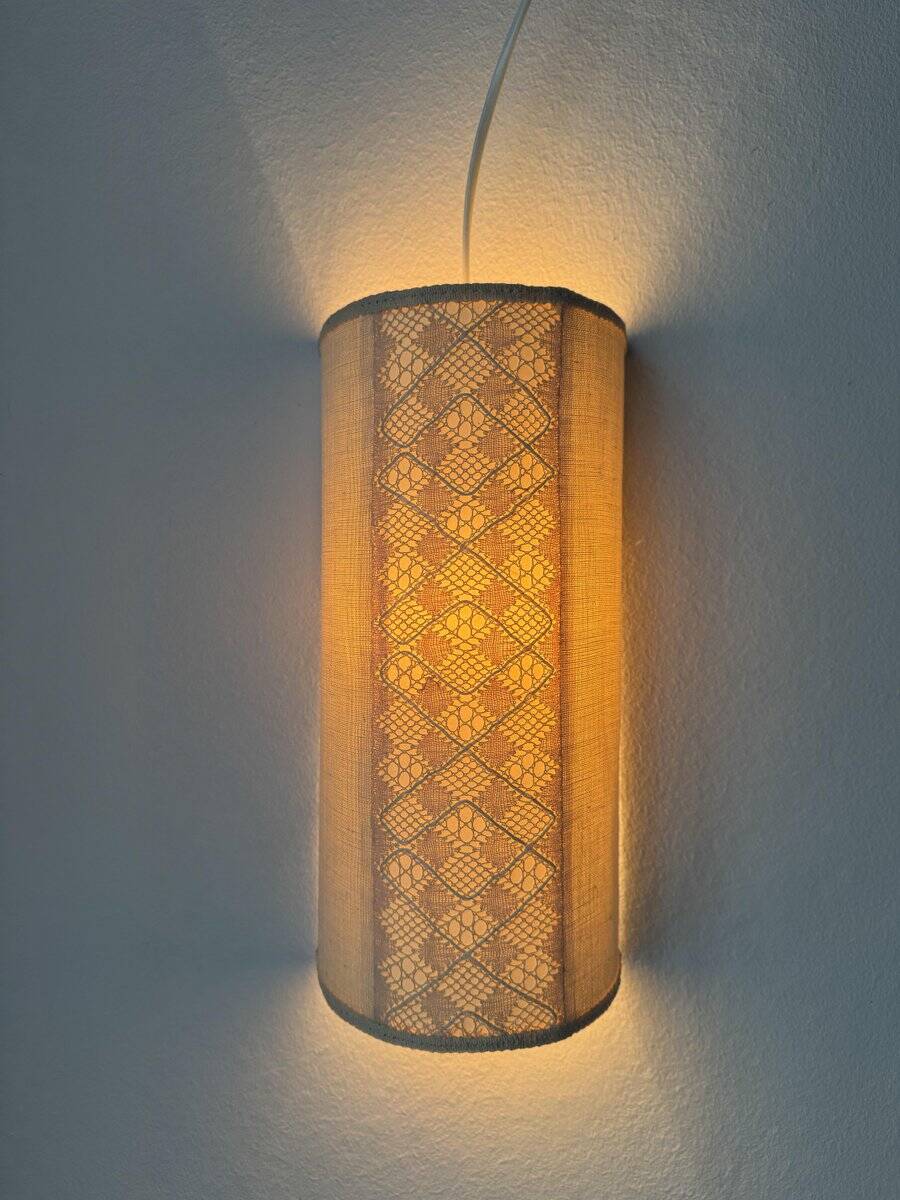 Vintage Swedish textile wall lamps, set of 2