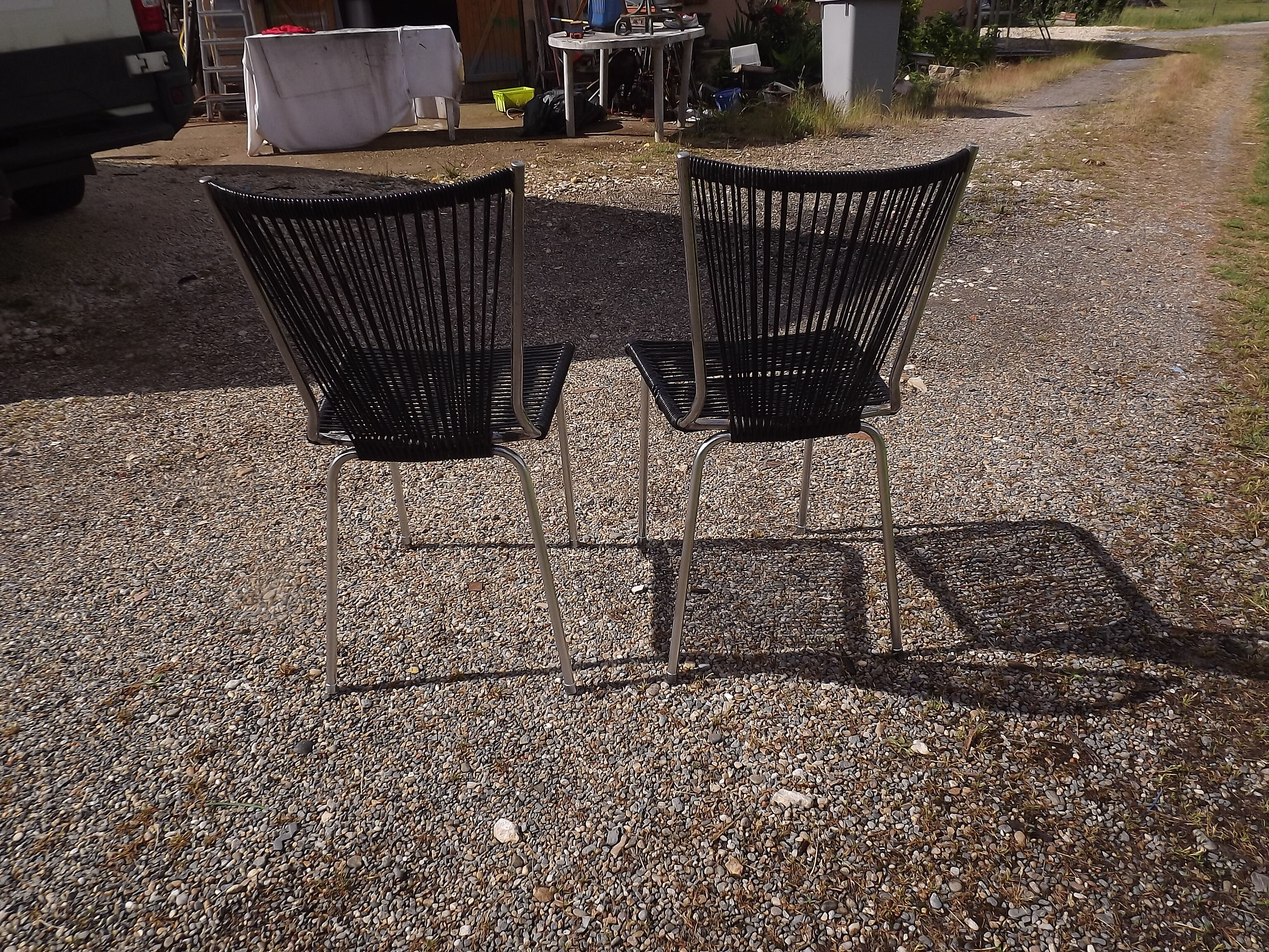 Pair of chairs scoubidou of the years 60