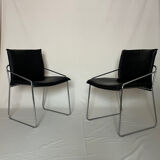 Ensemble de 6 chaises en cuir circa 1970