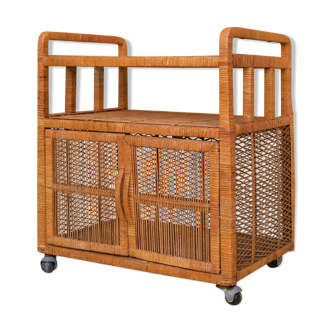 Meuble de rangement vintage en rotin