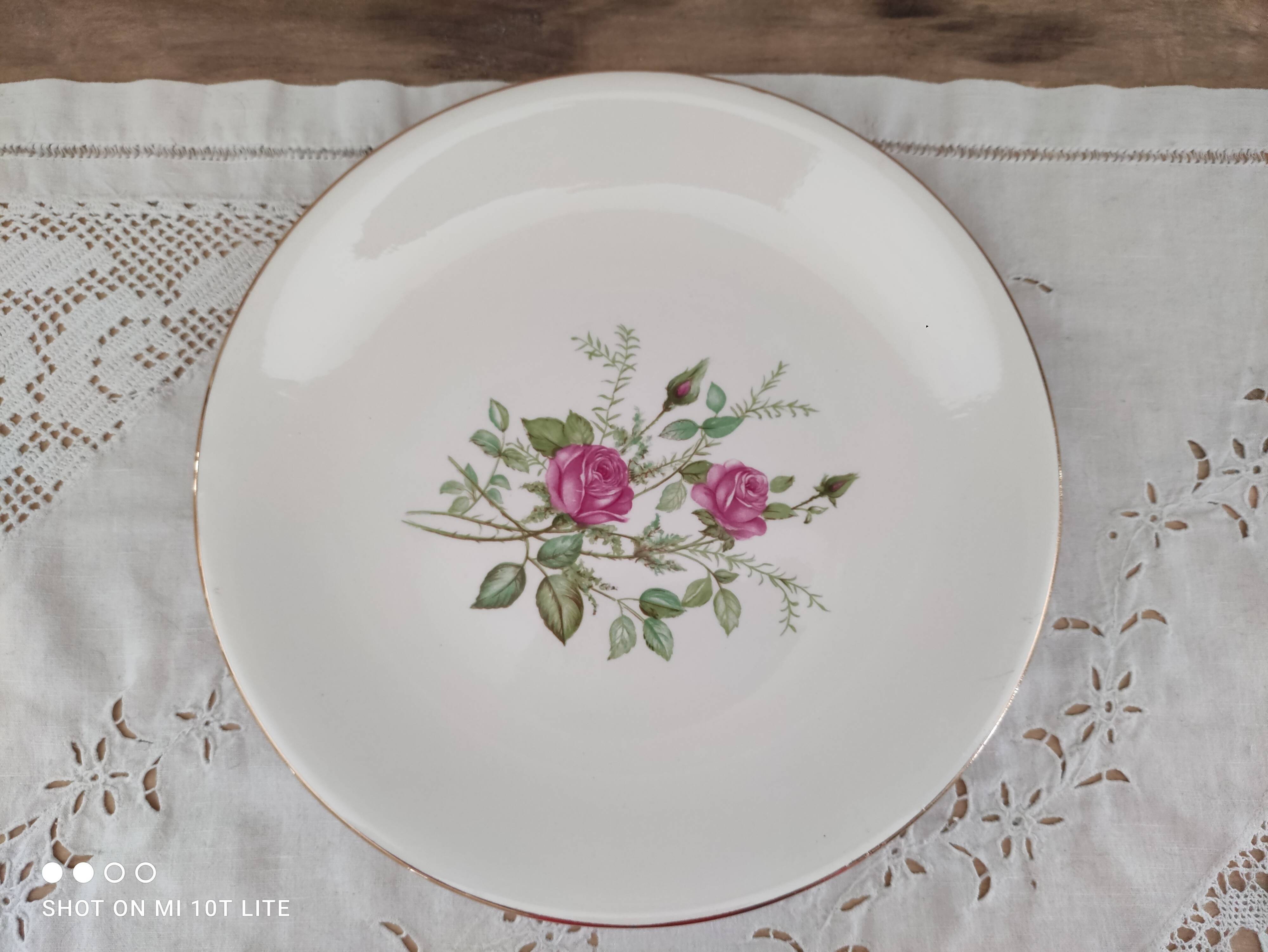 Round porcelain dish from gien france model pompadour