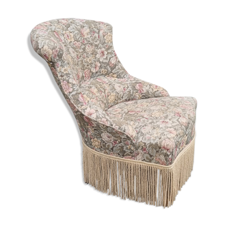 Fauteuil crapaud tapisserie fleurie vintage années 50