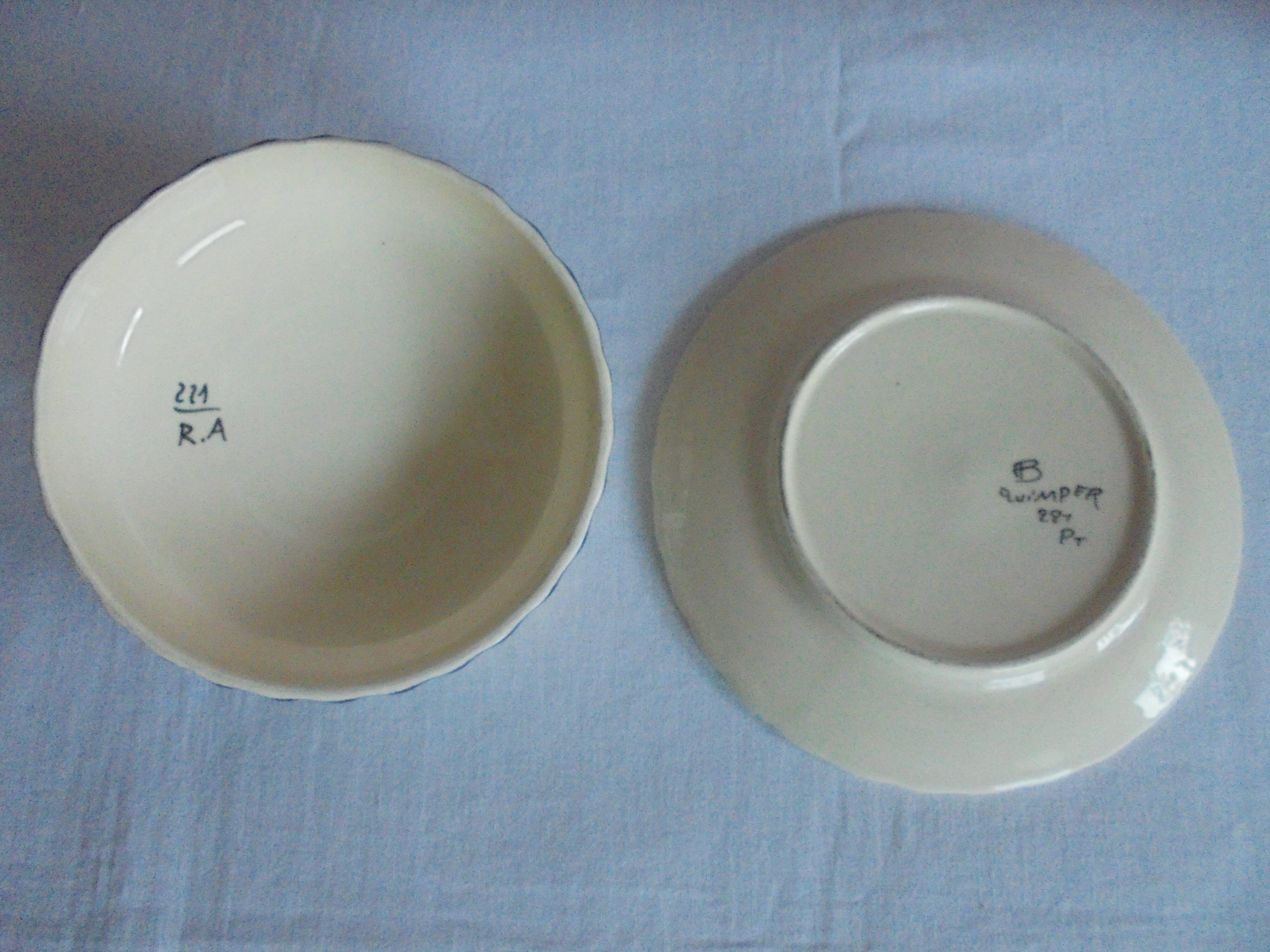 Quimper butter dish with earthenware bell