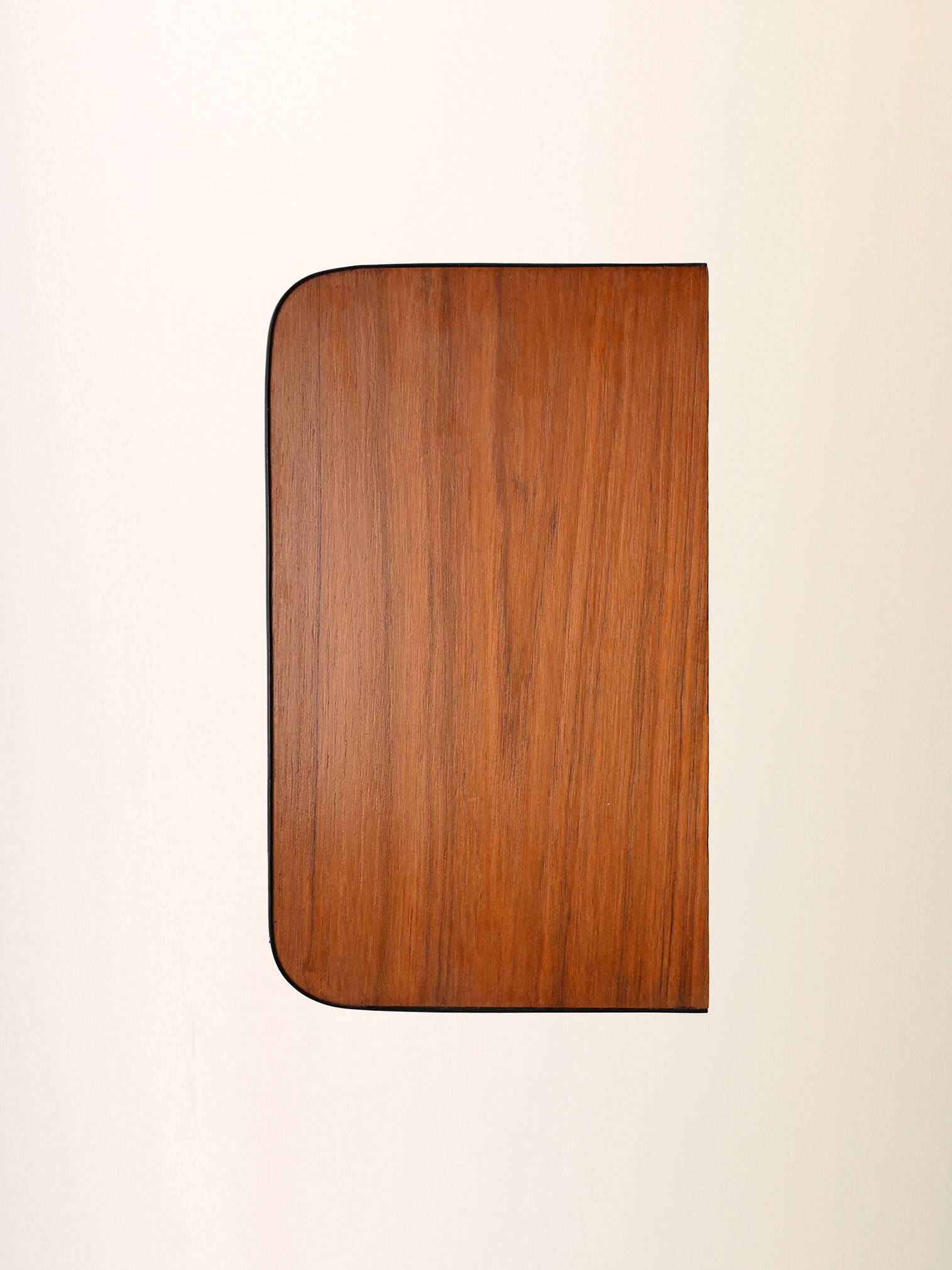 Teak and metal wall-mounted bedside table
